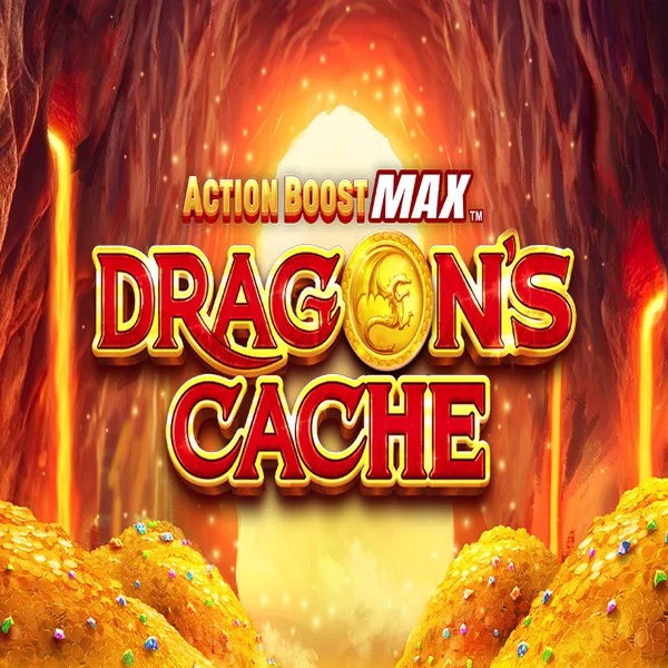 Action Boost Max Dragon's Cache slot visual from SpinPlay Games available on lucky-gemm.nl