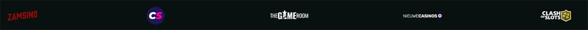 Dark header strip with partner logos: Zamsino, CS, The Gameroom, NieuweCasinos, and Clash of Slots.